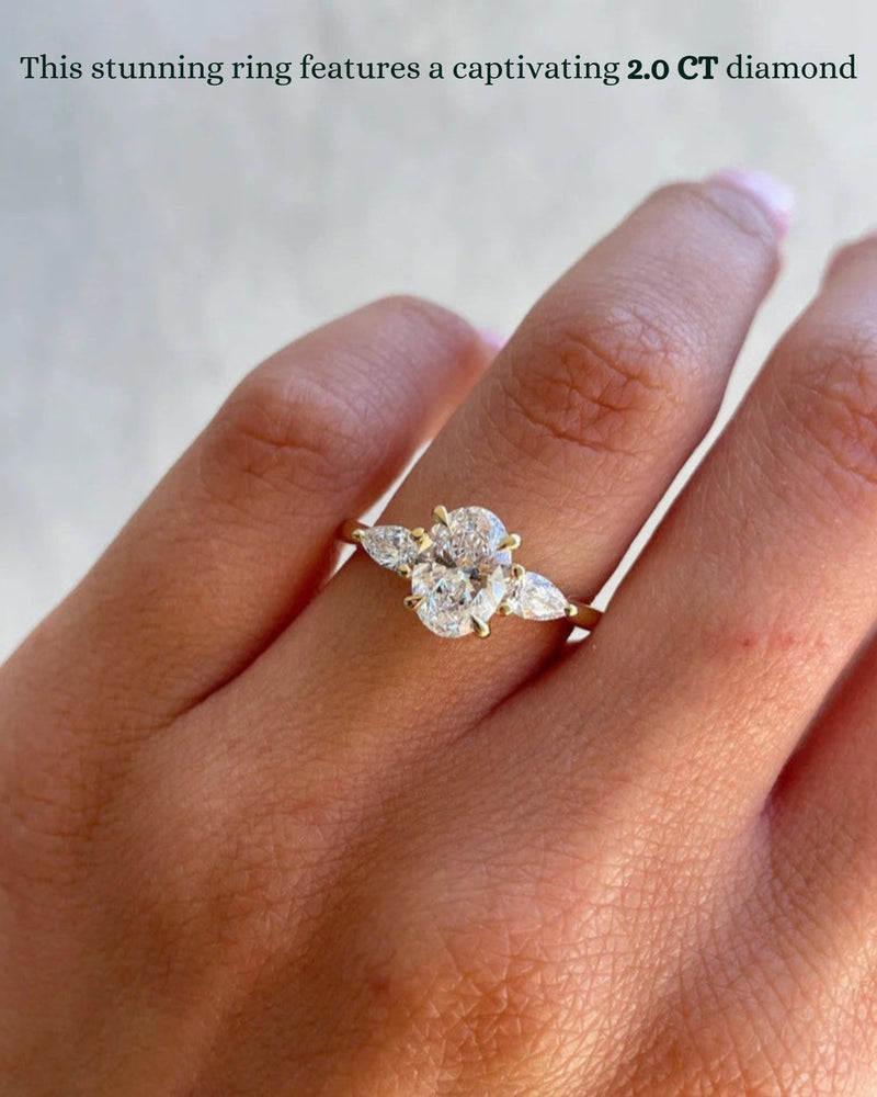 1.0 - 3.0 CT Oval CVD Diamond Three Stone Engagement Ring