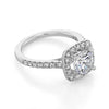 1.50CT Round Cut Halo Moissanite Engagement Ring in 18K White Gold
