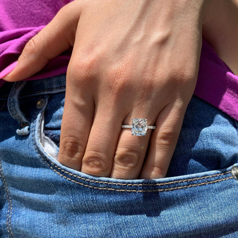 1.20CT Cushion Cut Solitaire Moissanite Engagement Ring