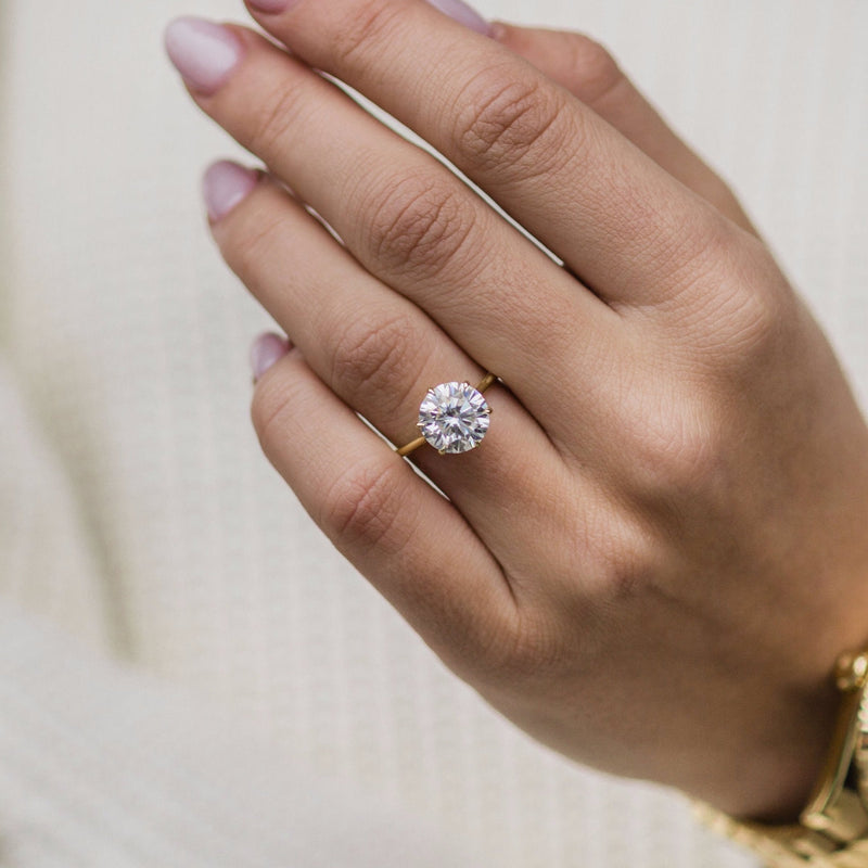 3.0CT Round Cut Moissanite Solitaire Diamond Engagement Ring