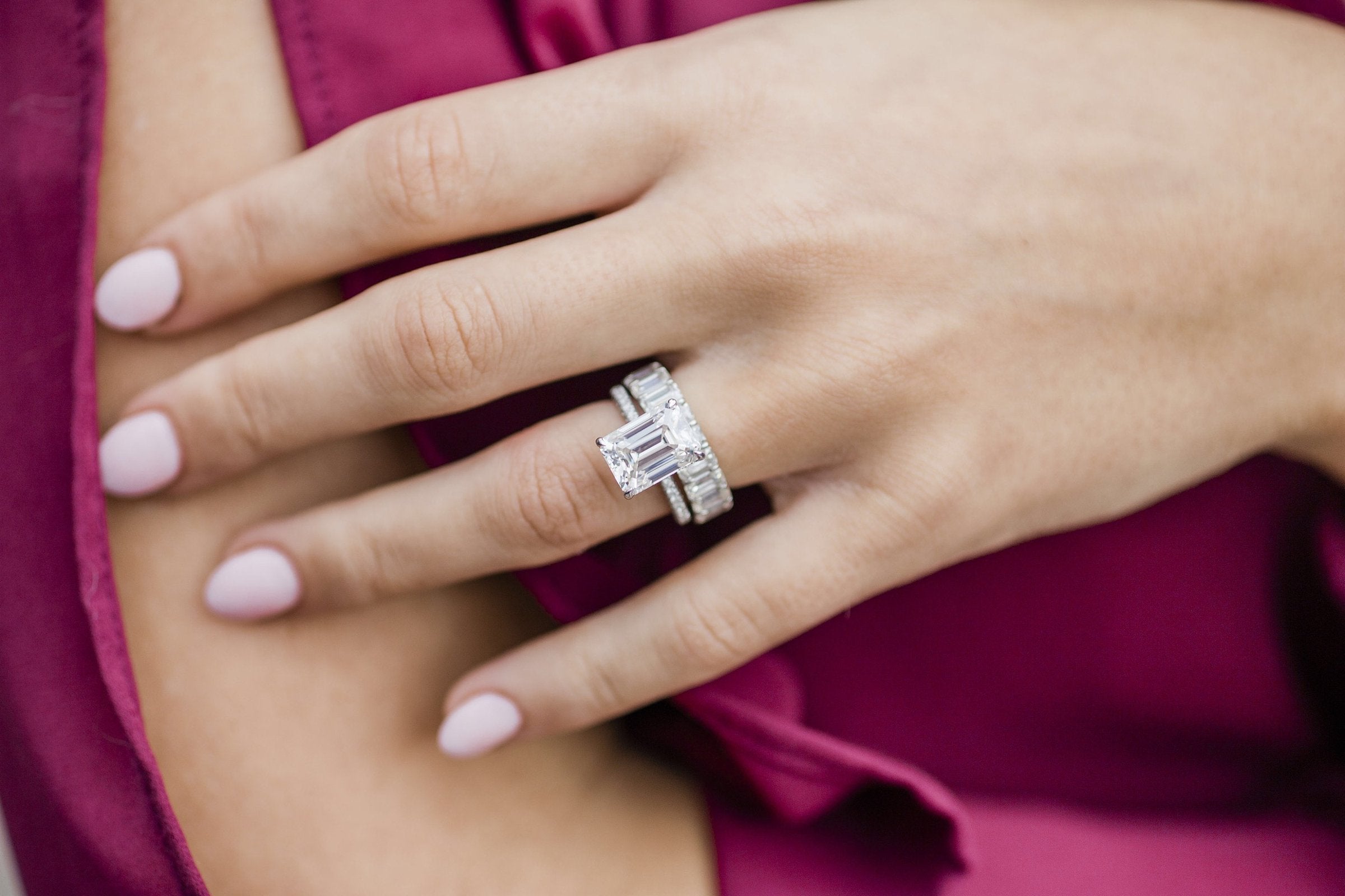 1.30 - 4.30 CT Emerald Moissanite Hidden Halo Pave Setting Engagement Ring