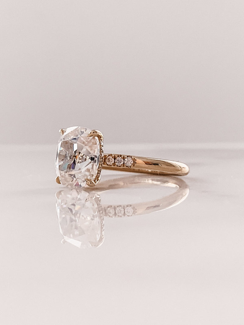 1.50CT Cushion Cut Solitaire Style Moissanite Engagement Ring