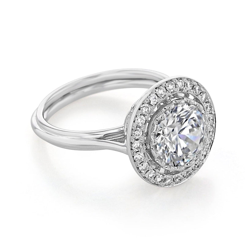 2.0ct Round Cut Moissanite Unique Halo Engagement Ring