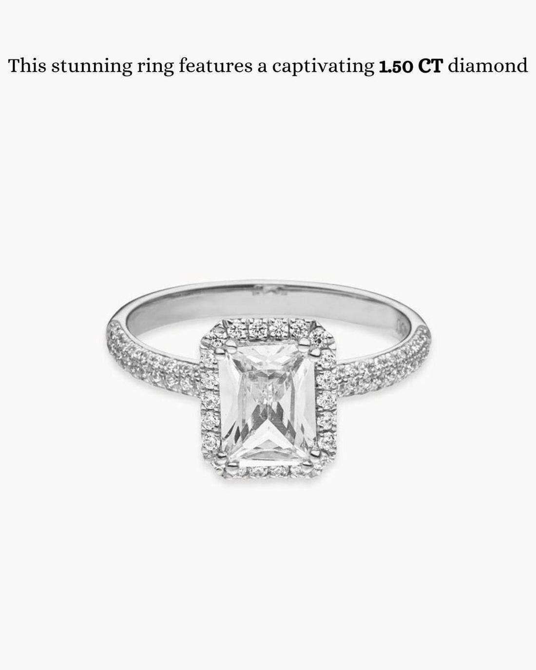 1.50-3.50 CT  Radiant Cut CVD Diamond Halo Pave Setting Engagement Ring