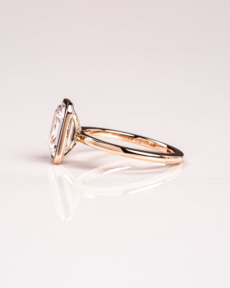 2.50CT Emerald Cut Diamond Moissanite Bezel Engagement Ring