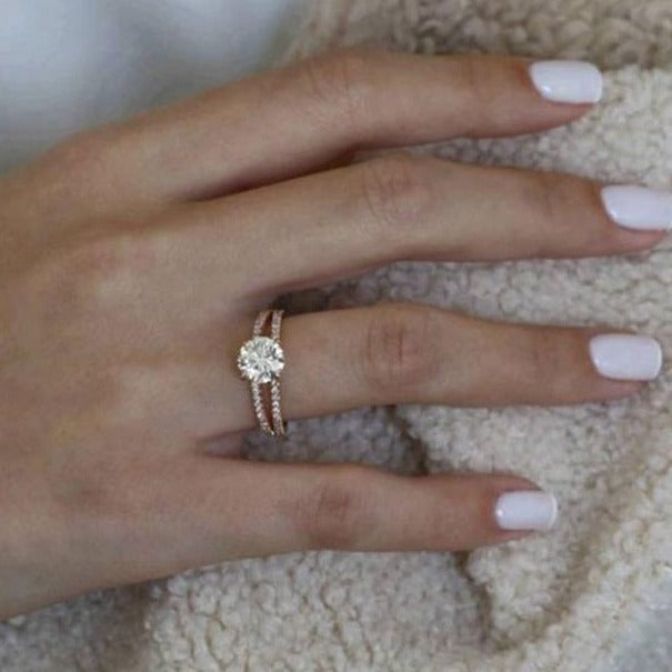 1.90ct Round Brilliant Cut Split Shank Style Moissanite Engagement Ring