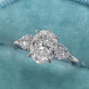 1.50ct Oval Cut Moissanite Three Stone Heart Accent Diamond Engagement Ring