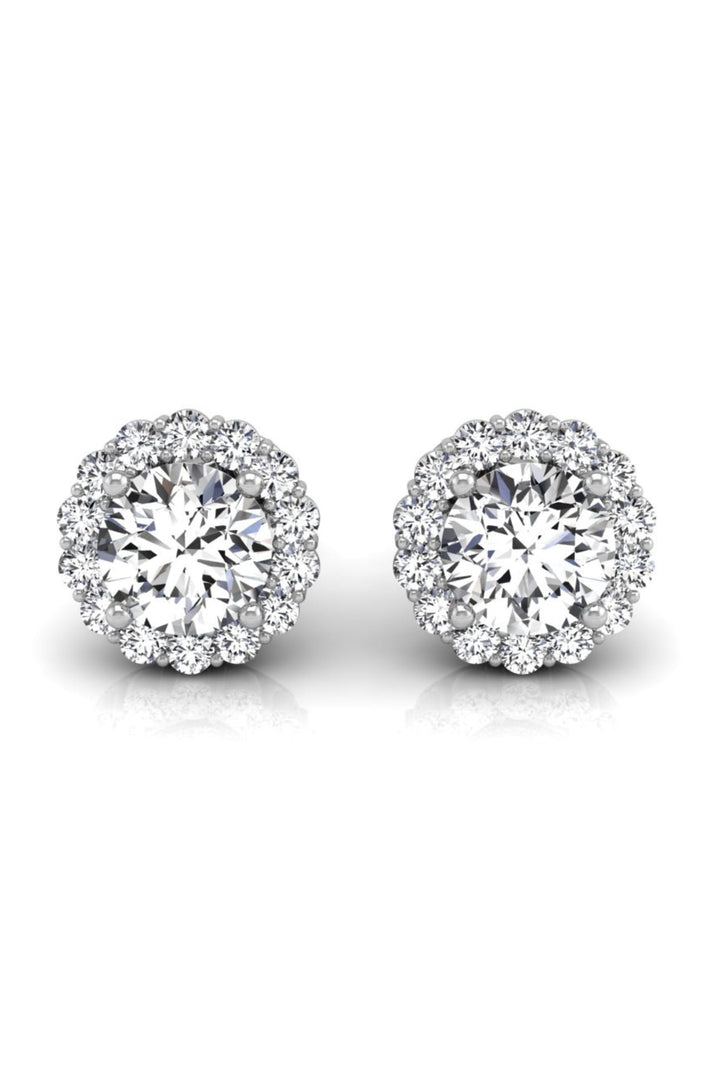 Round Cut Diamond Halo Moissanite Earrings for Her