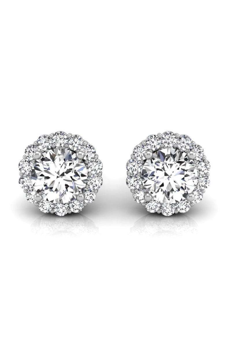 Round Cut Diamond Halo Moissanite Earrings for Her