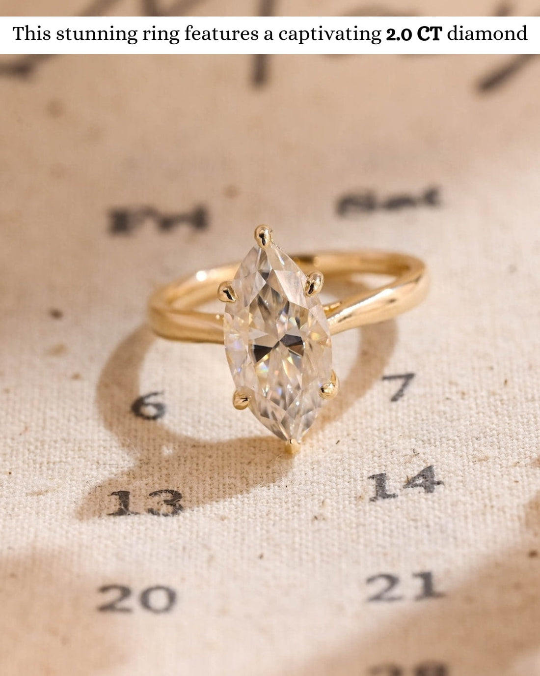 1.0 - 3.0 CT Marquise CVD Diamond Solitaire Engagement Ring