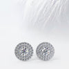Round Cut Moissanite Double Halo Diamond Earrings in White Gold