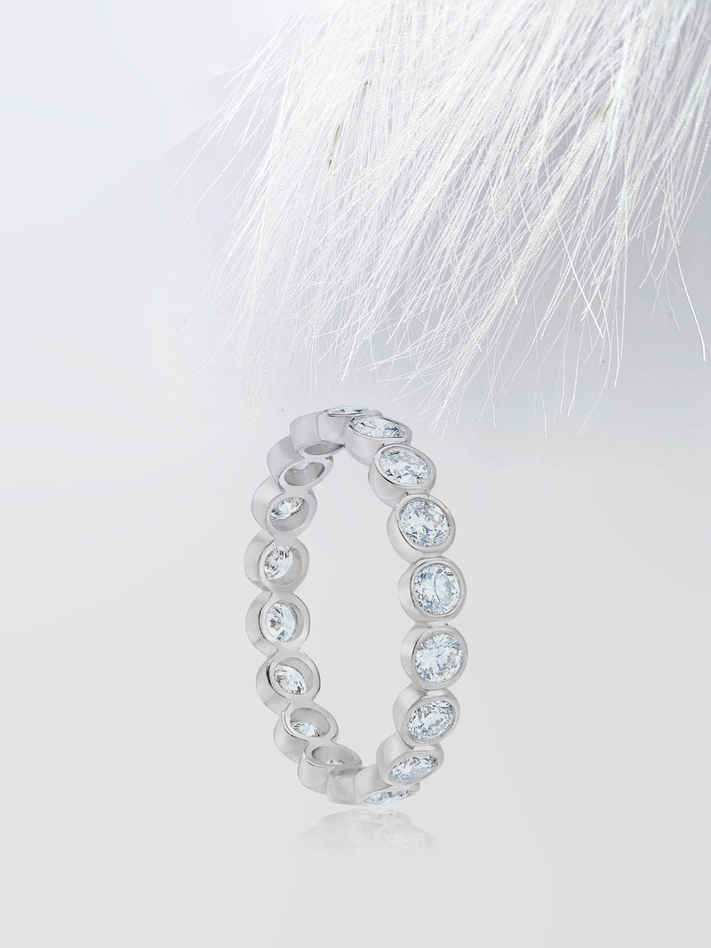 Bezel Set Round Cut Moissanite Eternity Diamond Wedding Band