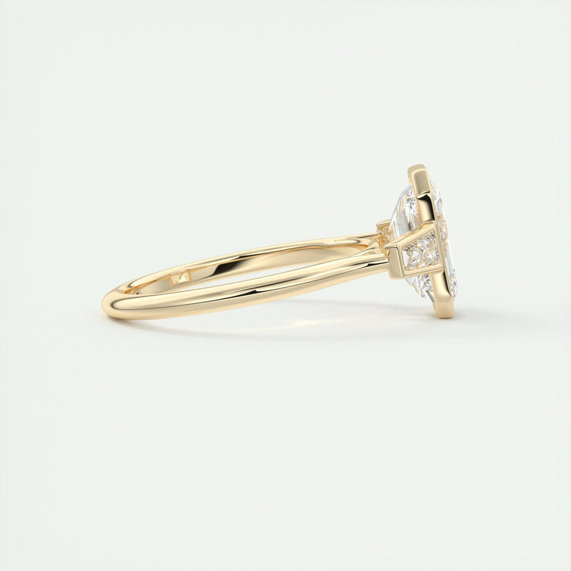 2.5 Ct Emerald Three Stone Bezel Moissanite Engagement Ring