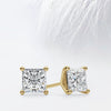 Princess Cut Moissanite Stud Diamond Earrings in 10K Gold