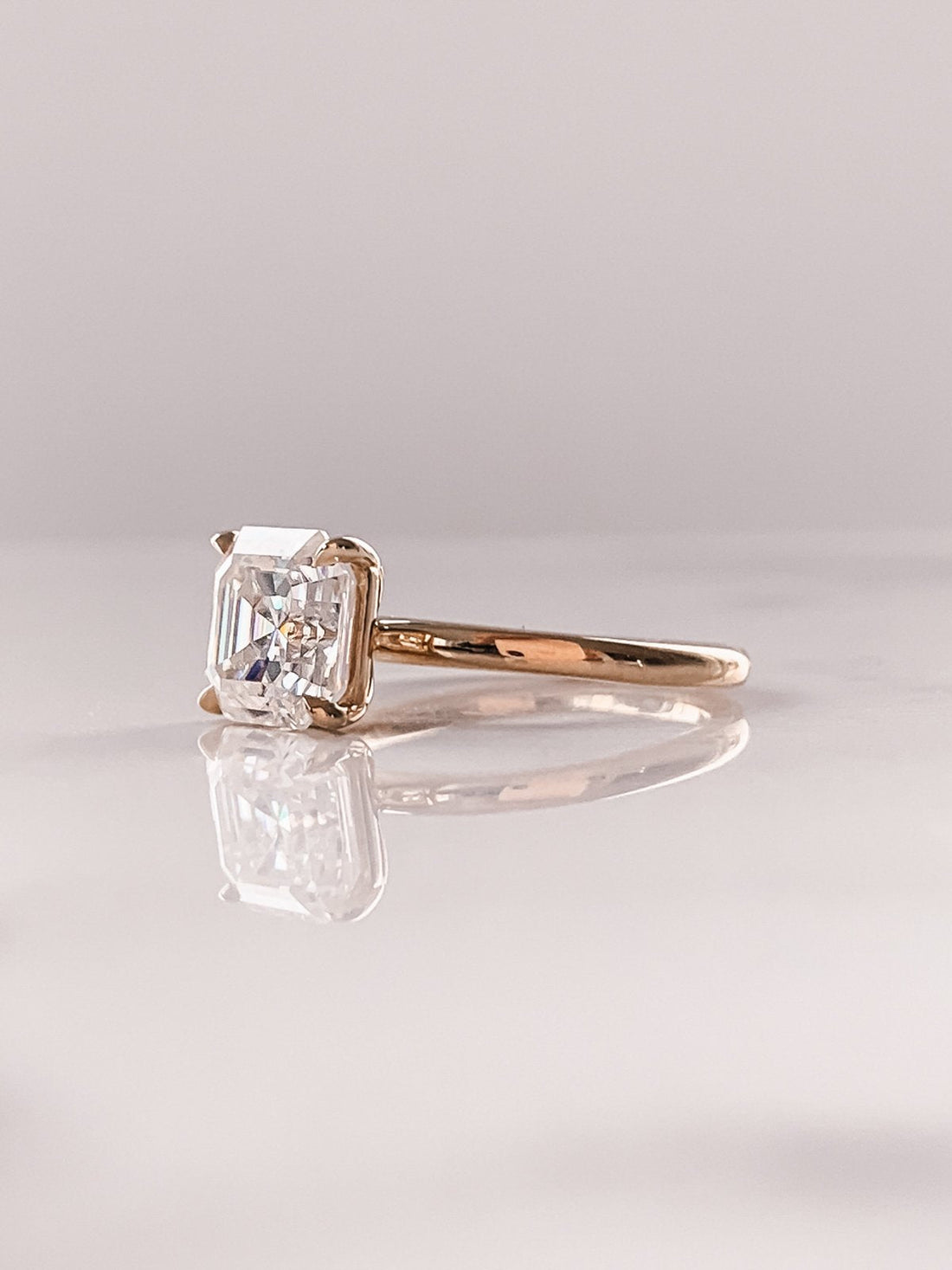 4.0CT Asscher Moissanite Solitaire Diamond Engagement Ring