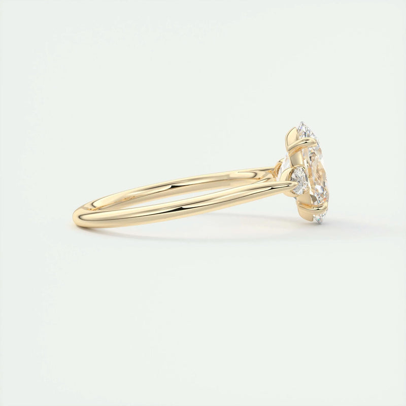 2.2 Ct Oval Three Stone Moissanite Diamond Engagement Ring