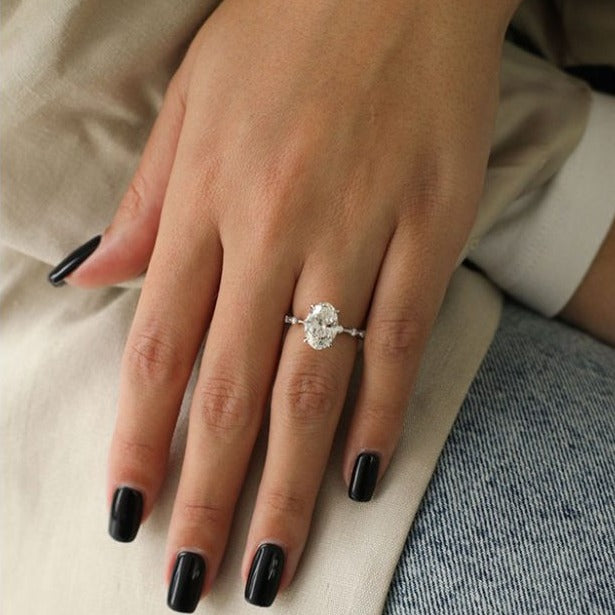 2.0ct Oval Moissanite Solitaire Dainty Style Engagement Ring