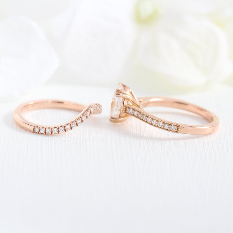 2.05 CT Oval Cut Moissanite Solitaire Bridal Ring Set