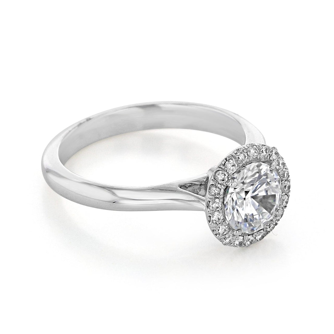 1.0CT Round Cut Thick Band Halo Style Moissanite Engagement Ring