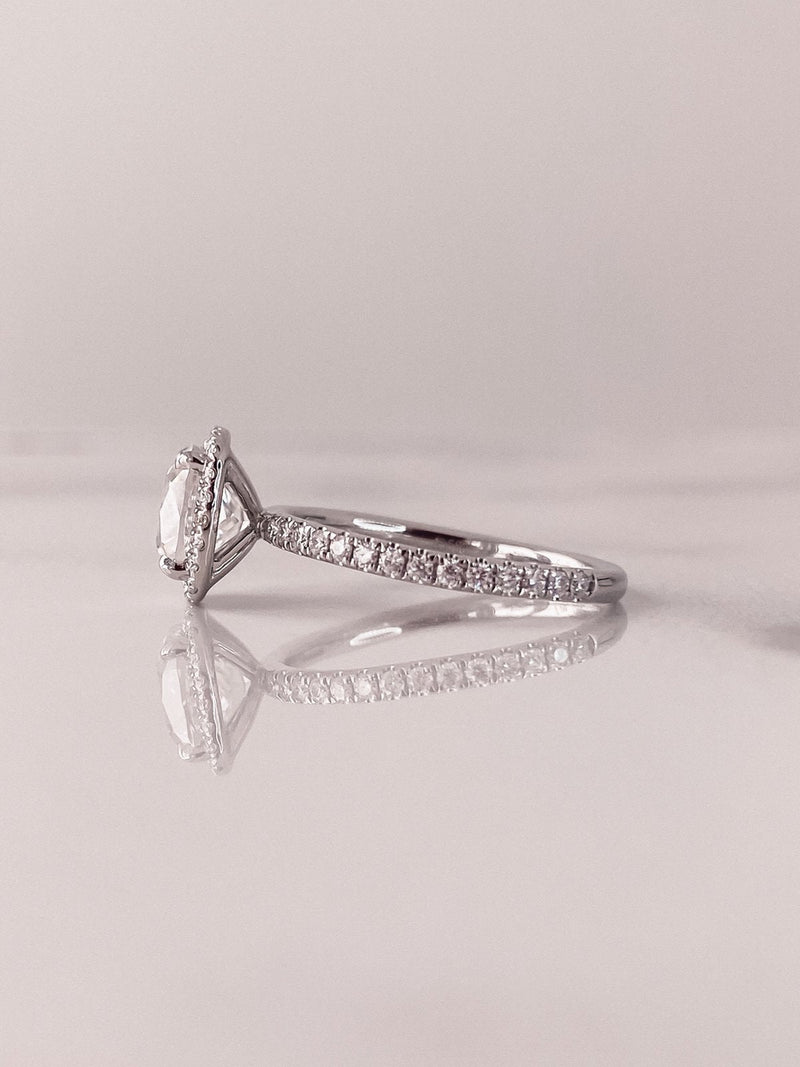 1.50CT Cushion Cut Halo Style Moissanite Engagement Ring