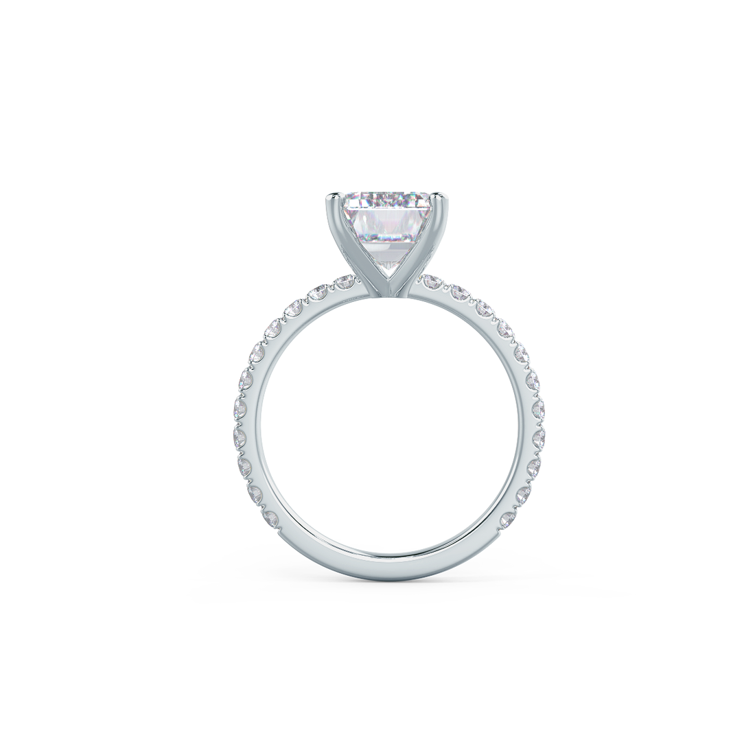 2.0CT Emerald Moissanite Pave Setting Engagement Ring
