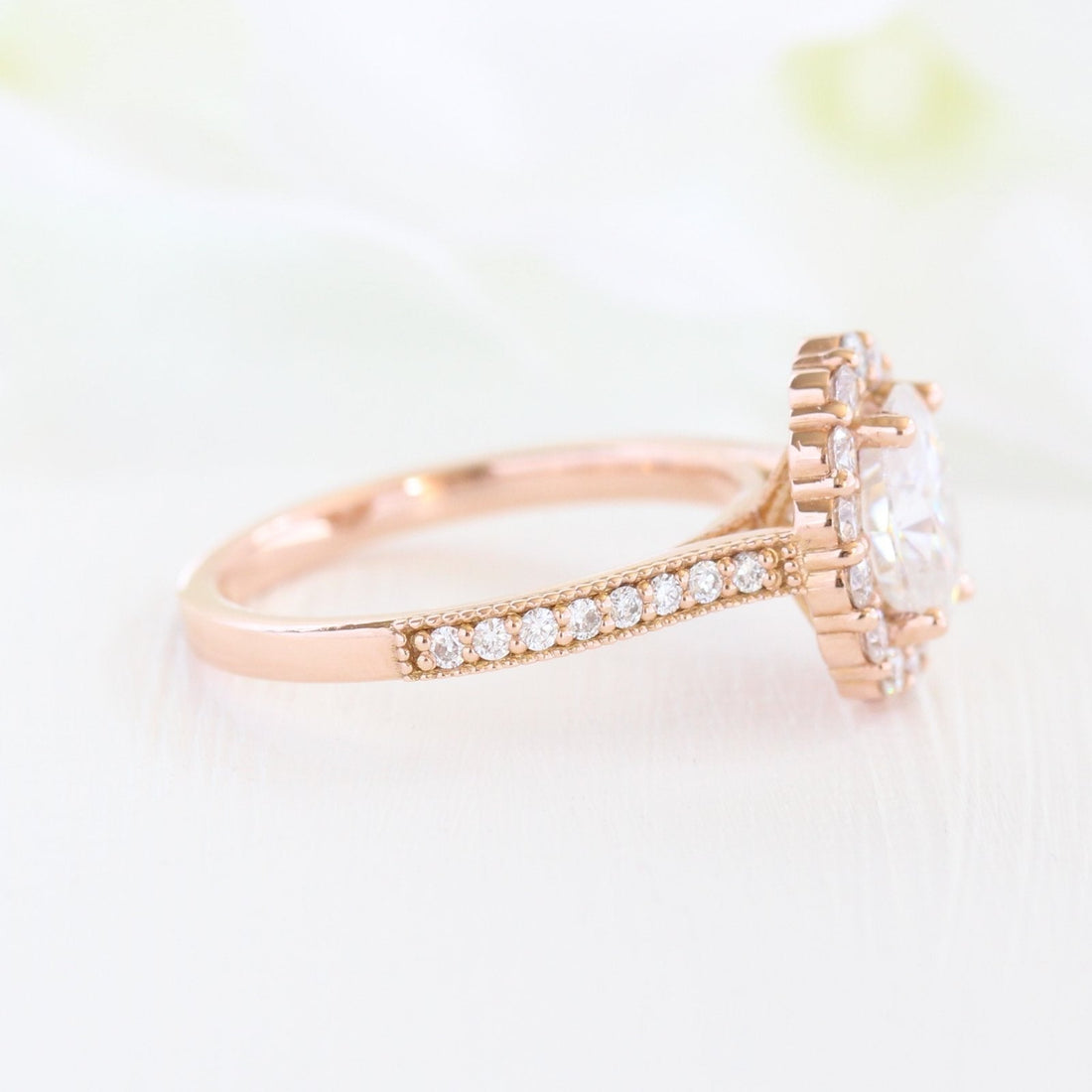 1.50CT Oval Cut Moissanite Halo Style Engagement Ring