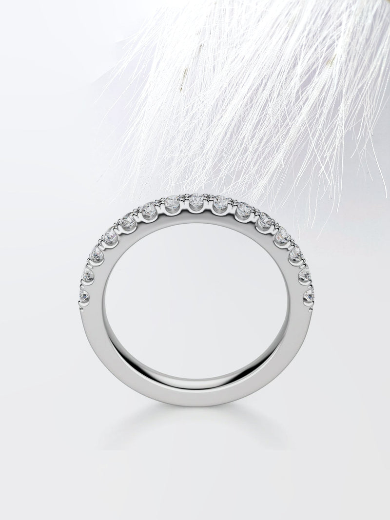 Round Cut Moissanite scalloped pave Diamond Wedding Band