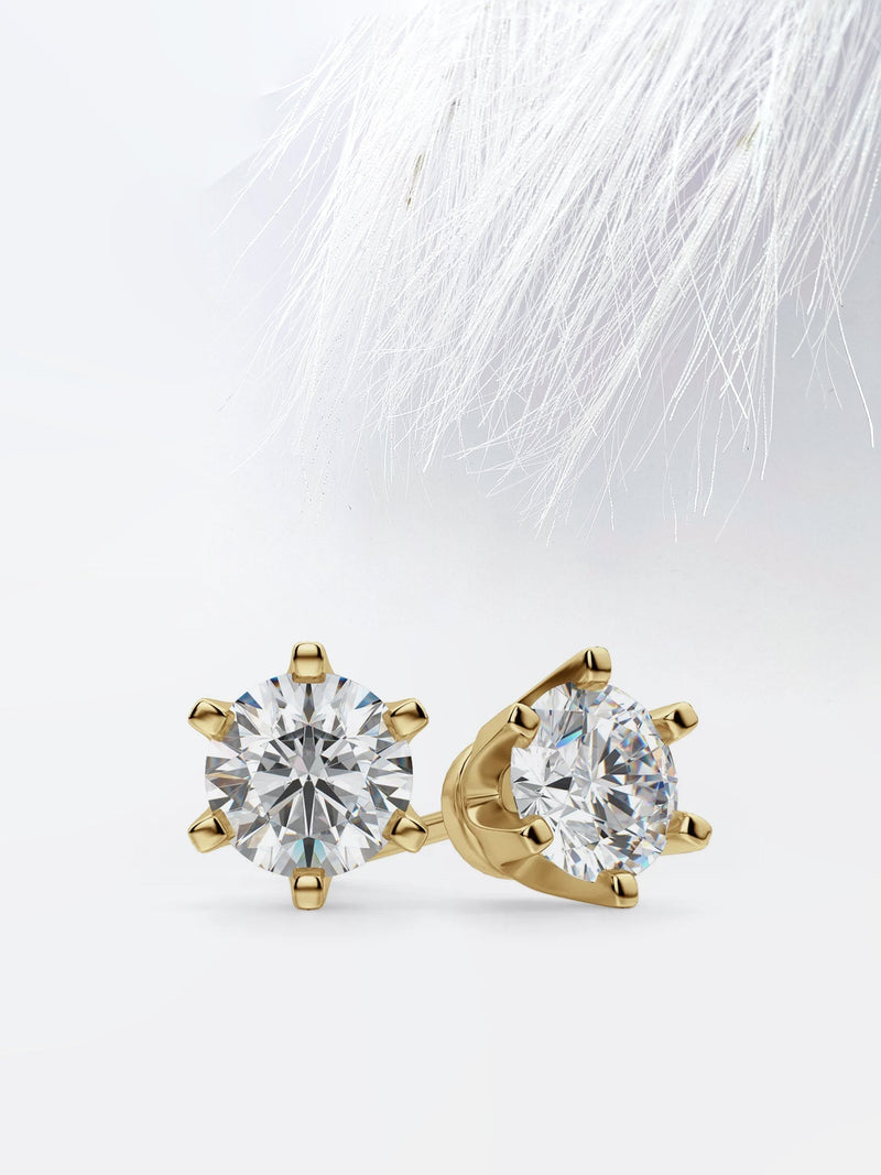 Round Cut Moissanite Stud Diamond Earrings for Women