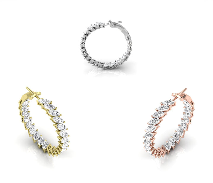 Marquise Cut Hoops Diamond Earrings for Women