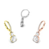 Round Cut Two Stone Diamond Moissanite Hoop Earrings for Her