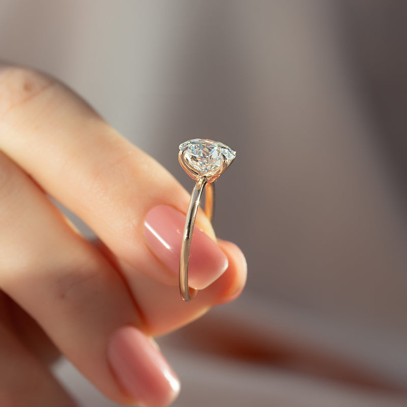 1.0-3.0 CT Round Cut CVD Diamond Solitaire Engagement Ring