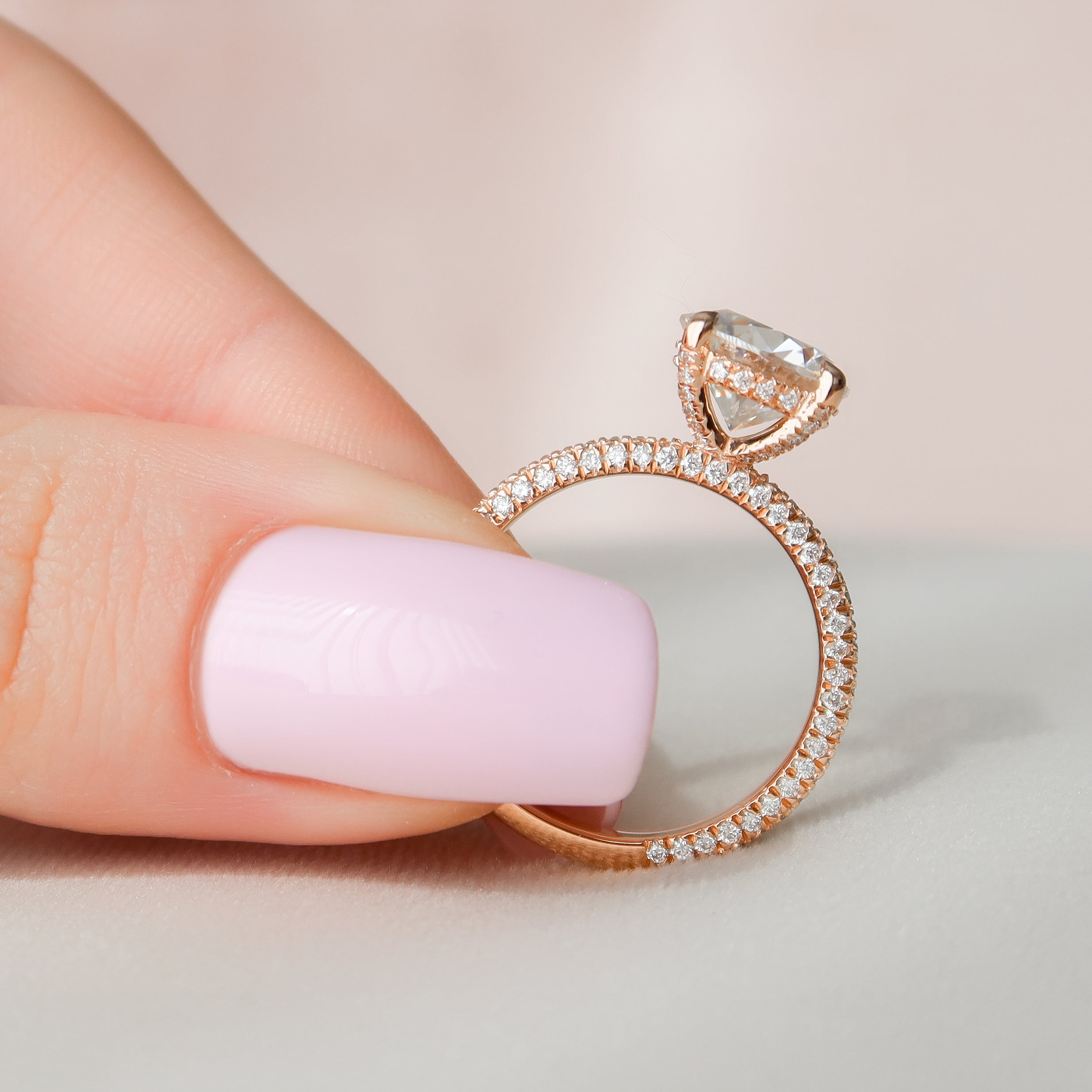 1.50 - 3.50  CT Round Cut CVD Diamond Hidden Halo & Pave Engagement Ring