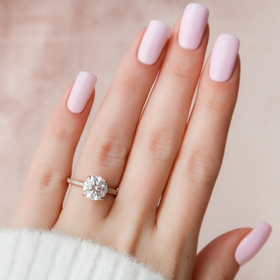1.50 - 3.50  CT Round Cut CVD Diamond Hidden Halo & Pave Engagement Ring
