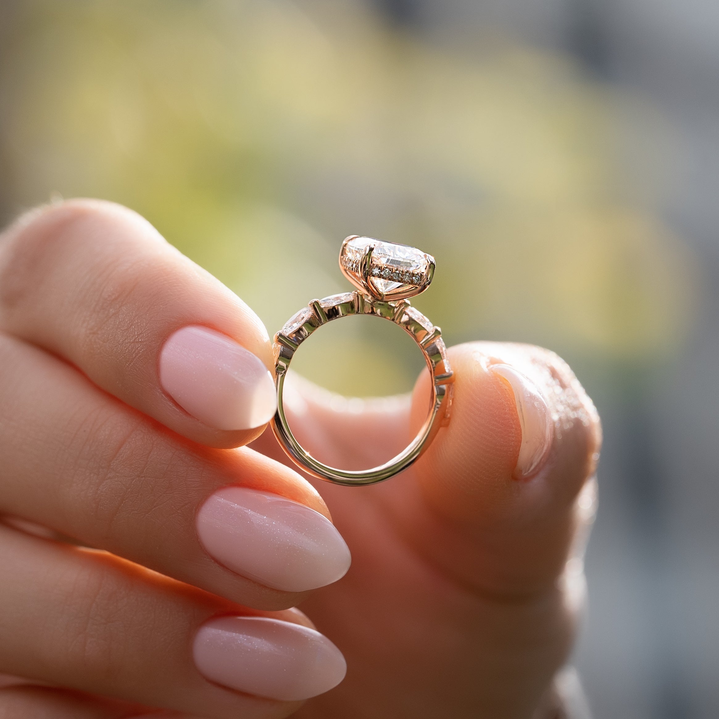 2.0 - 4.0 CT Elongated Cushion Cut CVD Diamond Hidden Halo & Pave Engagement Ring