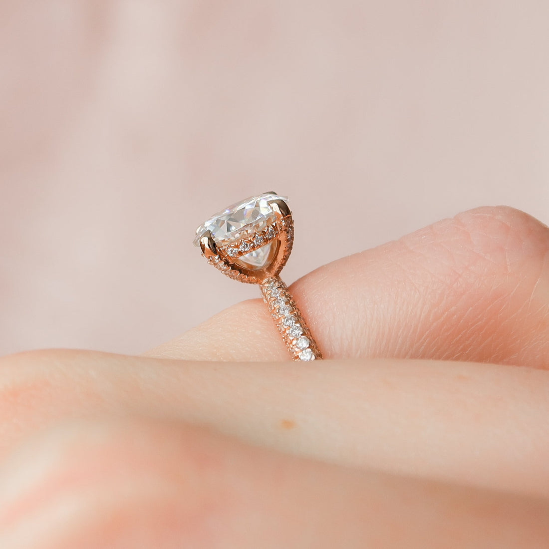 1.50 - 3.50  CT Round Cut CVD Diamond Hidden Halo & Pave Engagement Ring