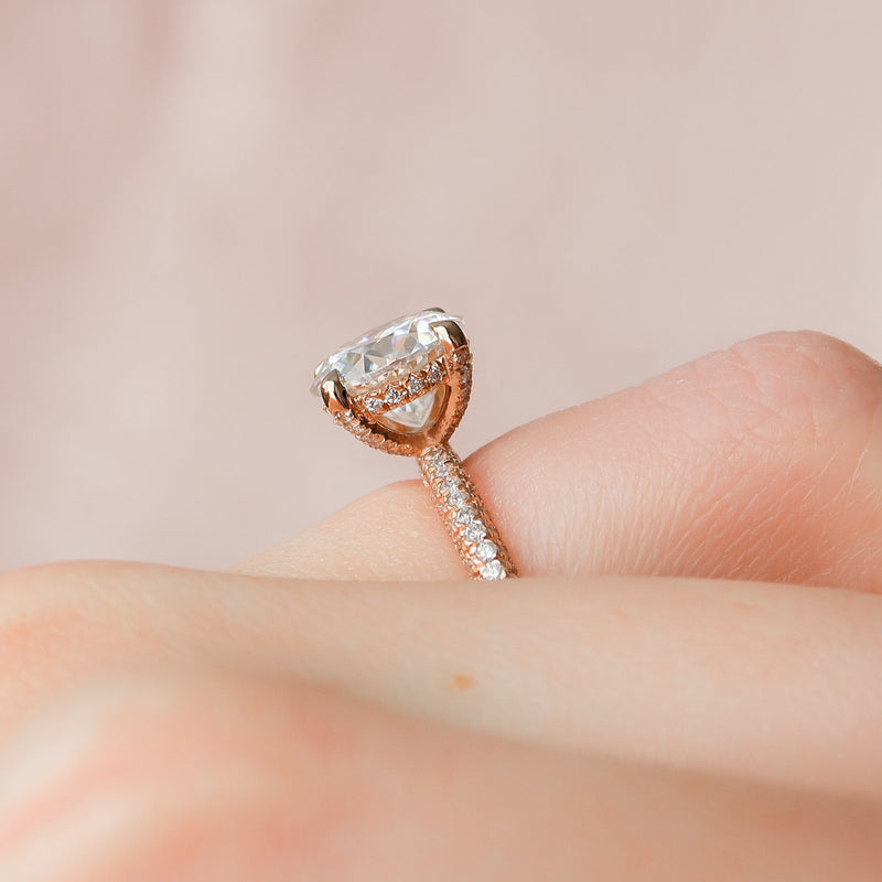 1.50 - 3.50  CT Round Cut CVD Diamond Hidden Halo & Pave Engagement Ring