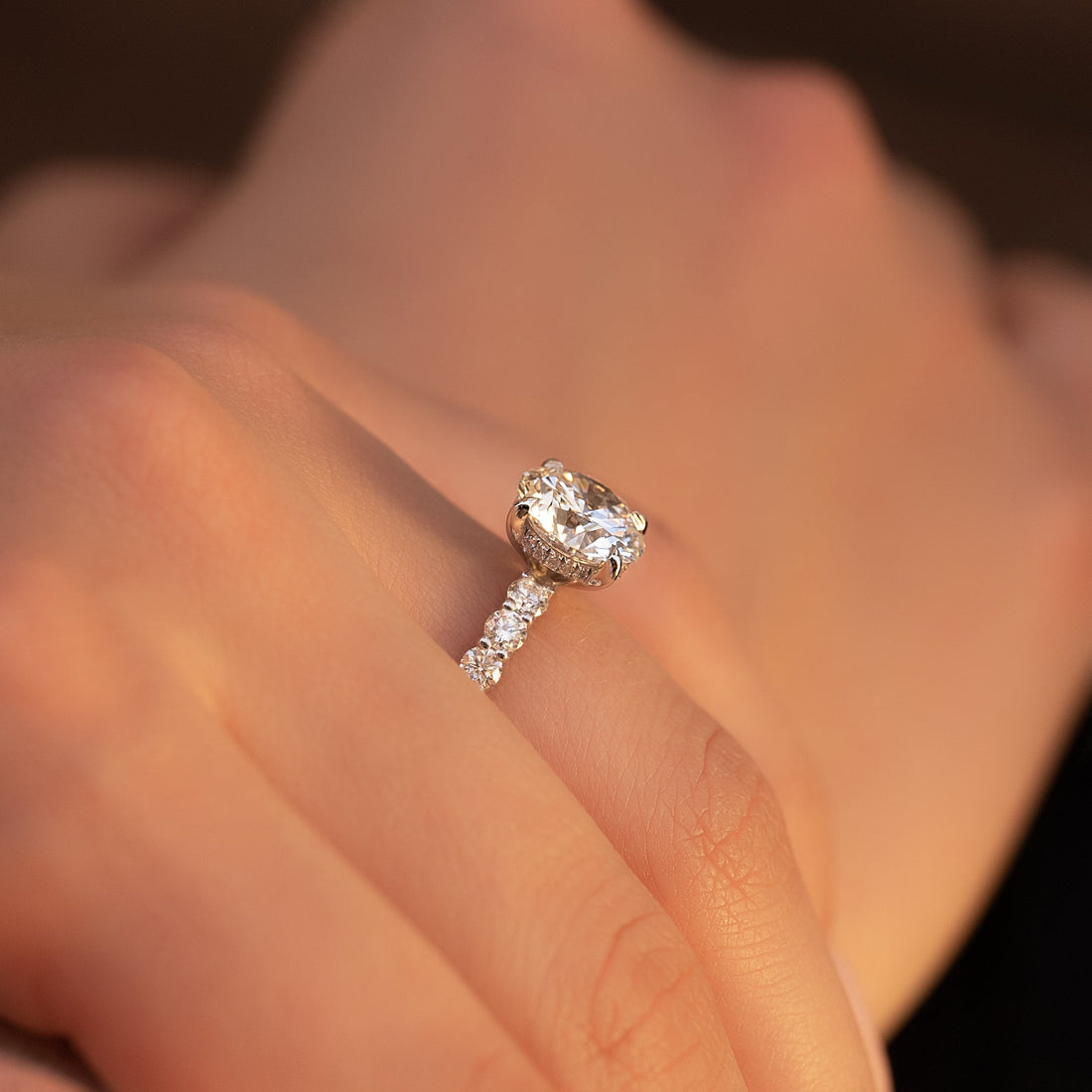 2.0 - 4.0 CT Round Cut CVD Diamond Hidden Halo & Pave Engagement Ring