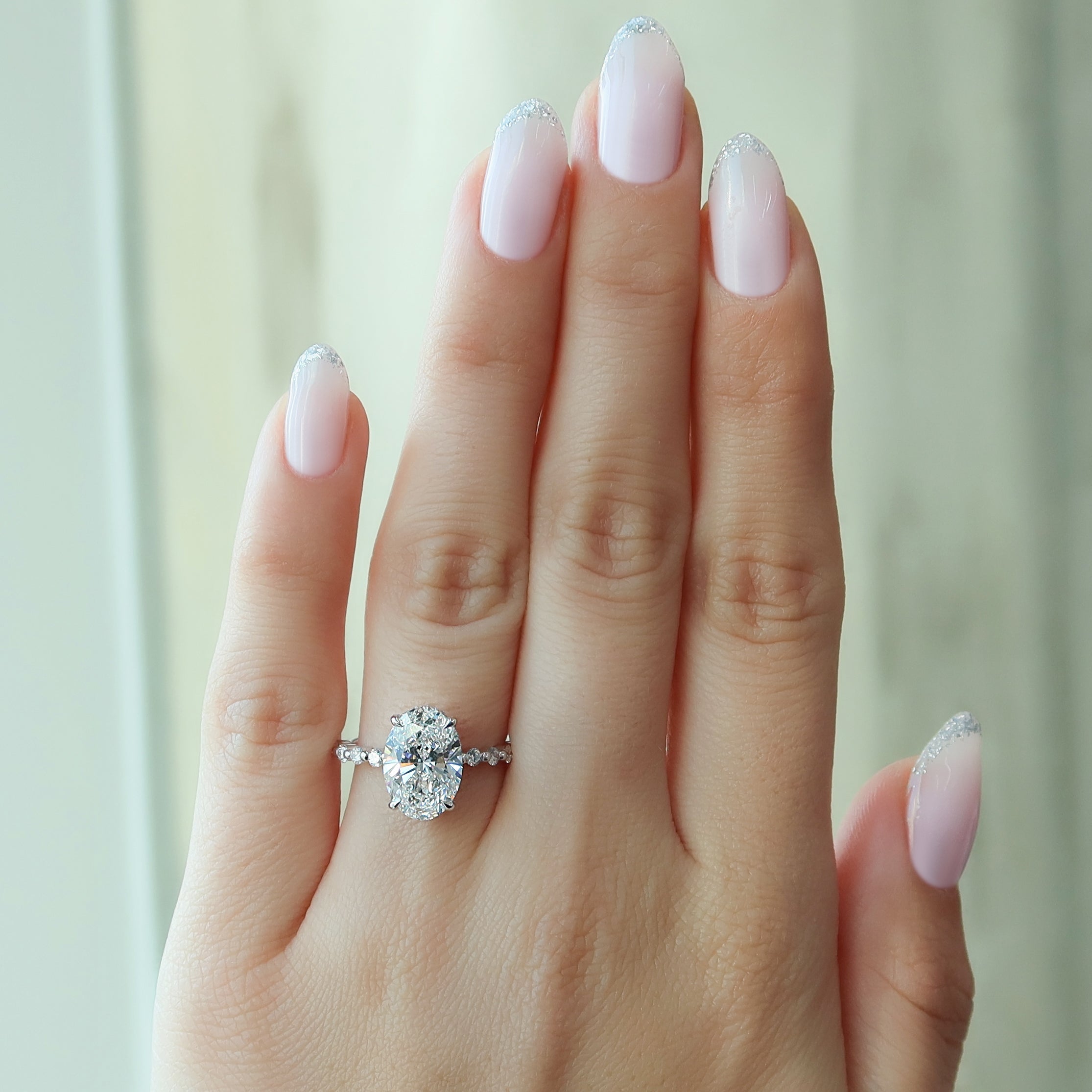 1.50 - 3.50 CT Oval Cut CVD Diamond Hidden Halo & Pave Engagement Ring