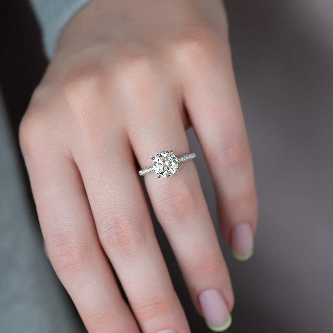 1.50 - 3.50  CT Round Cut CVD Diamond Hidden Halo & Pave Engagement Ring