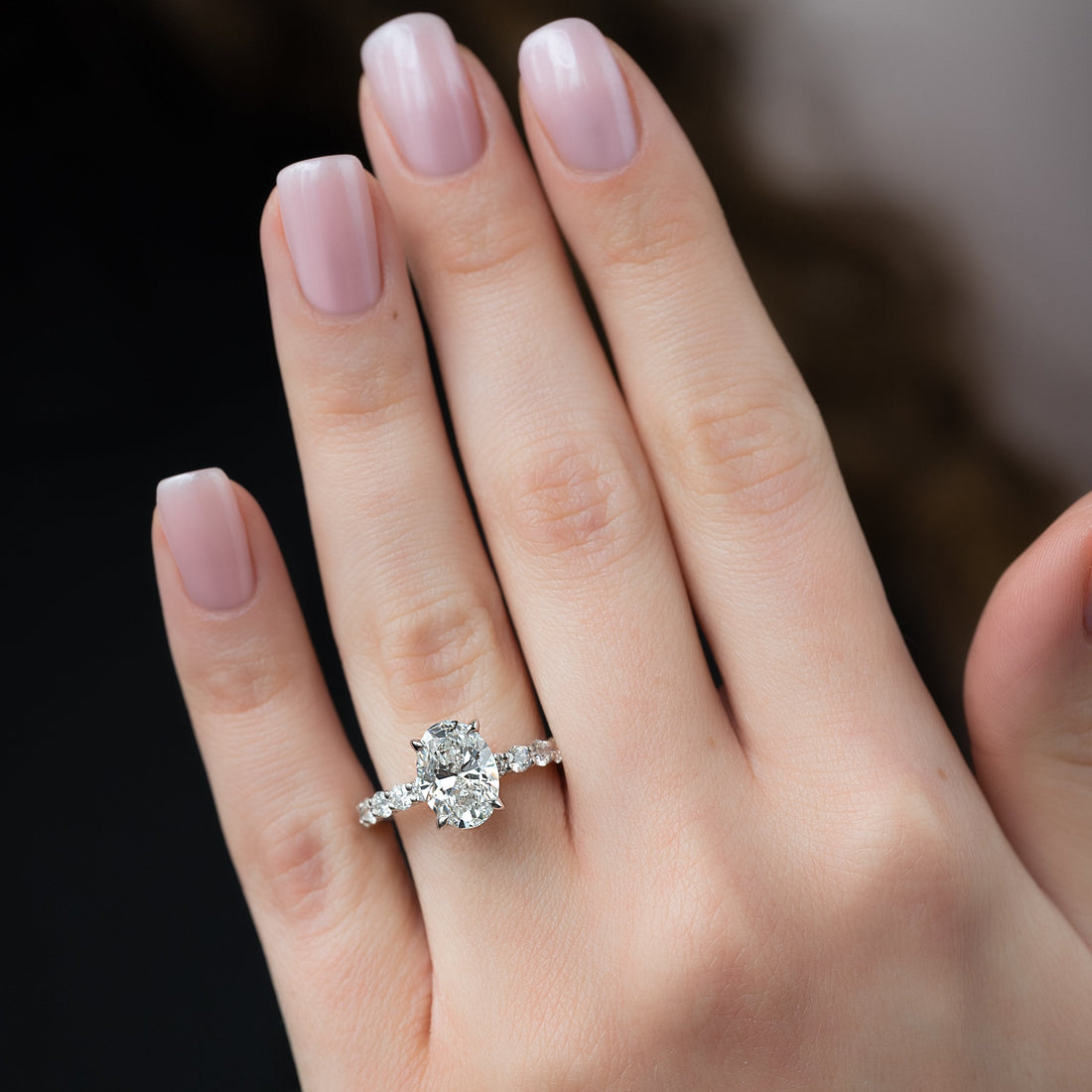 2.0 - 4.0 CT Oval Cut CVD Diamond Hidden Halo & pave  Engagement Ring