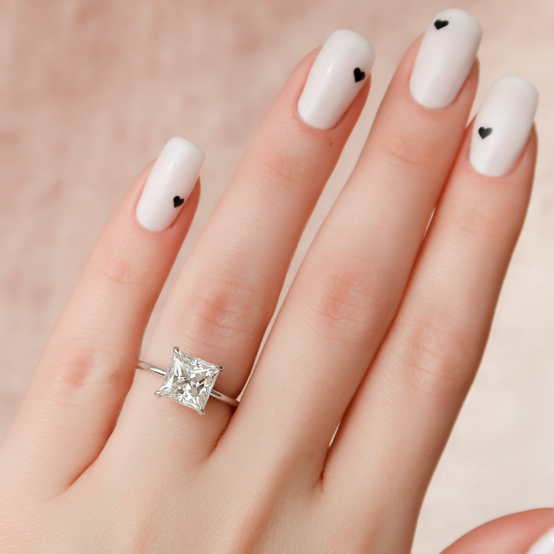 2.0 -4.0 CT Cut Princess Hidden Halo Style Engagement Ring