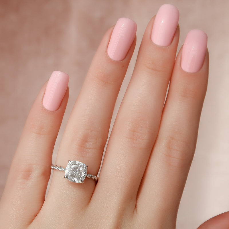 2.0 - 4.0 CT Cushion Cut CVD Diamond Twisted Engagement Ring