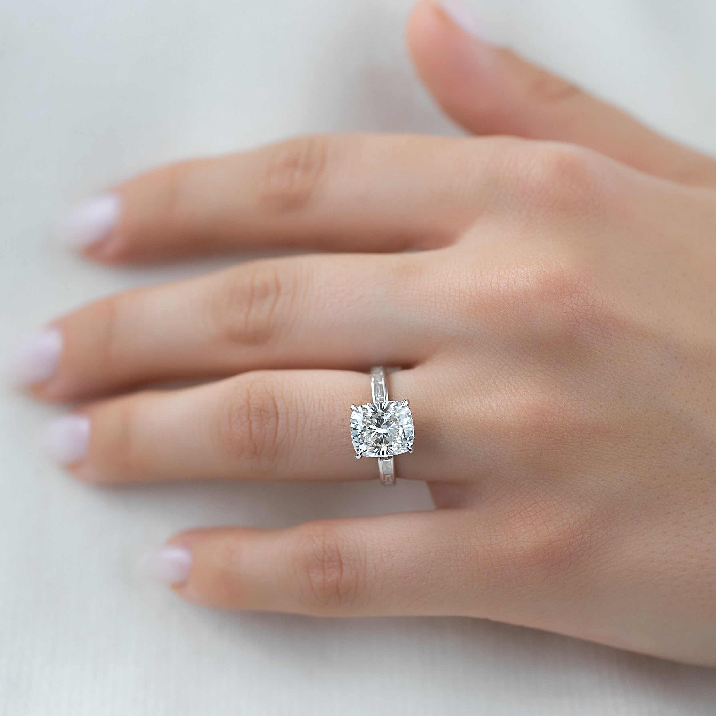 2.0 - 4.0 CT Elongated Cushion Cut CVD Diamond Hidden Halo & Pave Engagement Ring