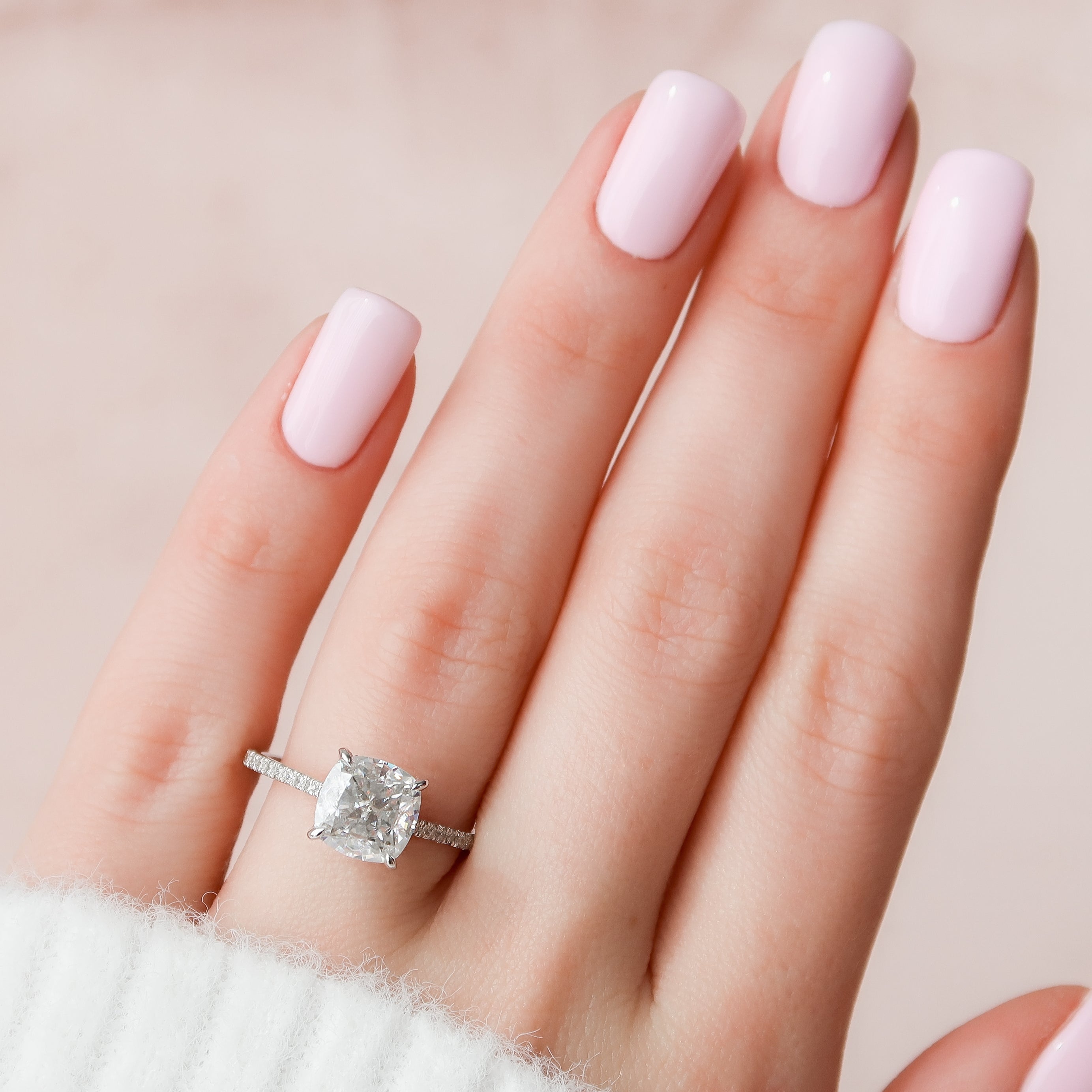 2.0 - 3.0 CT Cushion Cut CVD Diamond Hidden Halo & Pave Engagement Ring