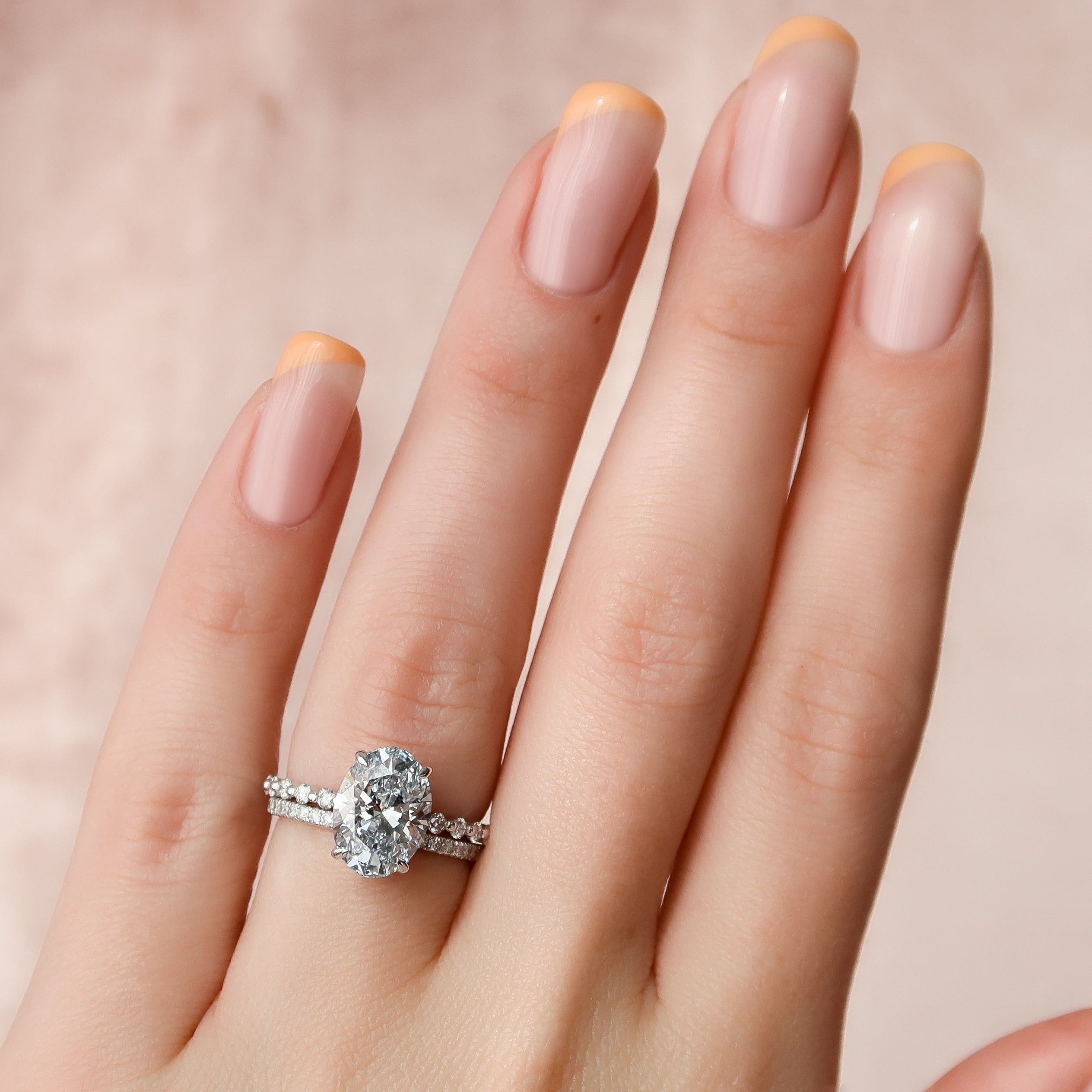 1.50 - 3.50 CT Oval Cut CVD Diamond Hidden Halo & Pave Engagement Ring