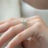 2.0 -4.0 CT Oval Cut CVD Diamond Hidden Halo & Pave Engagement Ring
