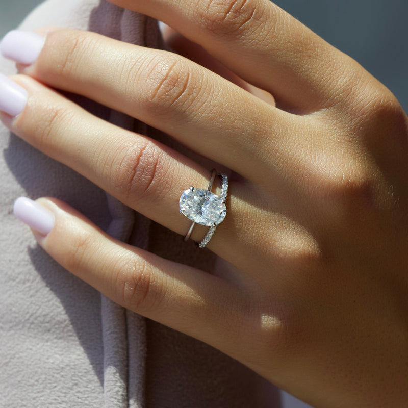 2.0 -4.0 CT Oval Cut CVD Diamond Hidden Halo Engagement Ring