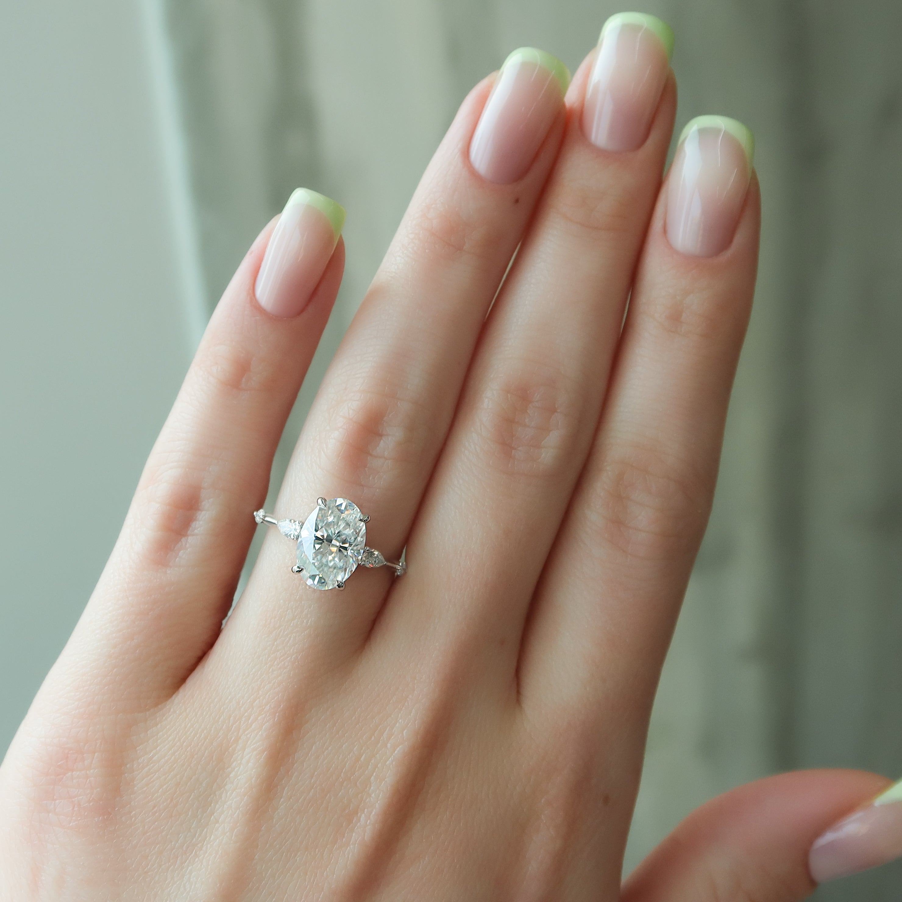 1.50 - 3.50 CT Oval Cut CVD Diamond Hidden Halo Engagement Ring