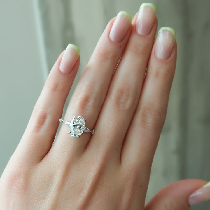 1.50 - 3.50 CT Oval Cut CVD Diamond Hidden Halo Engagement Ring