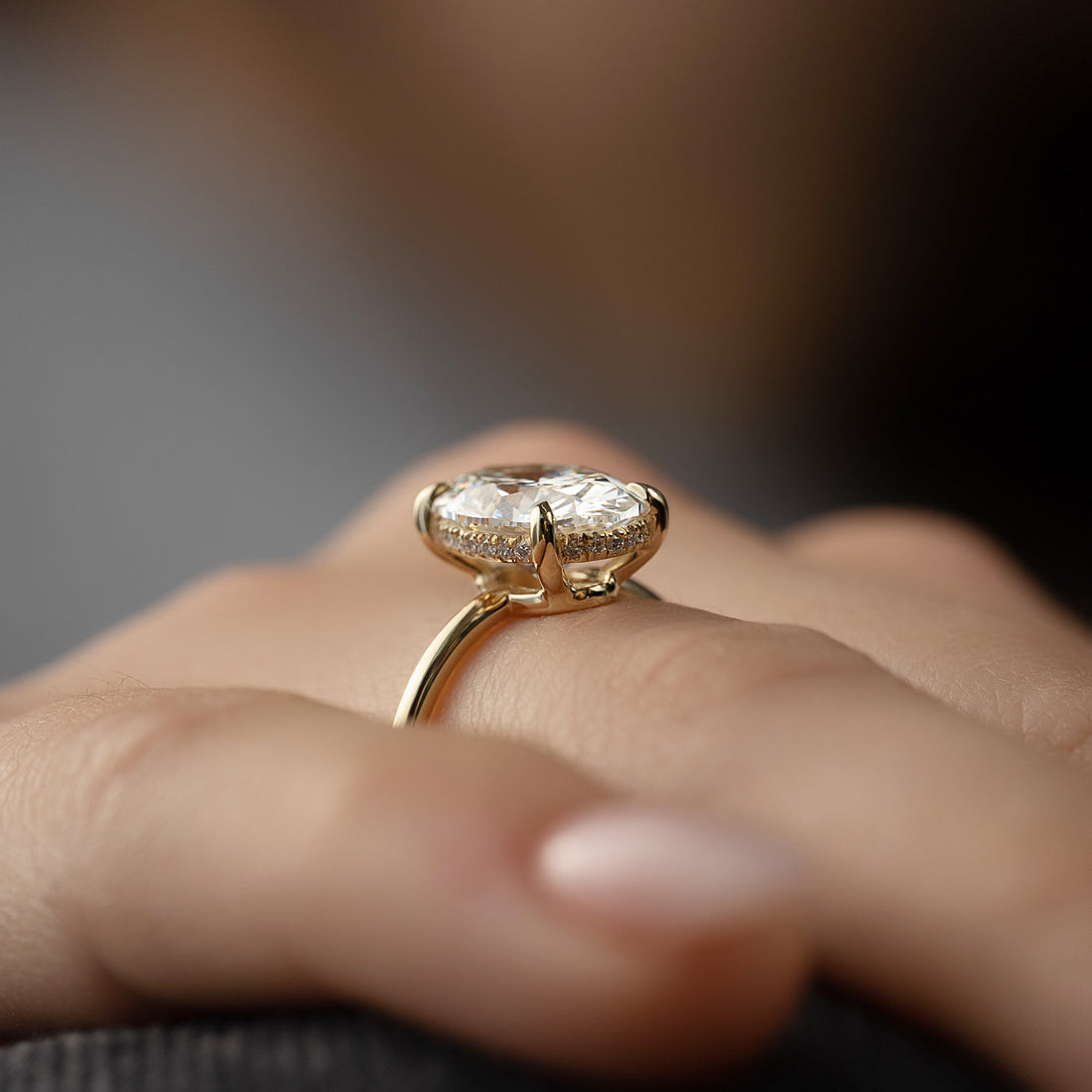 2.0  - 4.0 CT Oval  Cut CVD Diamond Hidden Halo Engagement Ring